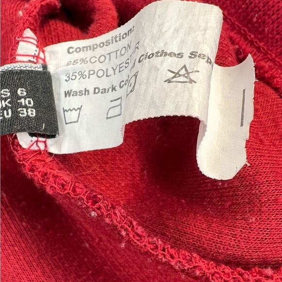Women's Artic Besr Crop Sweatshirt Balloon Sleeves Mock Neck Red Size 6 - Picture 6 of 6